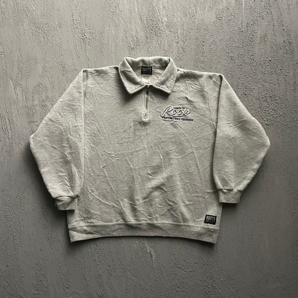 Roots Other - Vintage Roots Athletics 1/4 Zip Pullover Sweatshirt Mens XXL Grey 90s